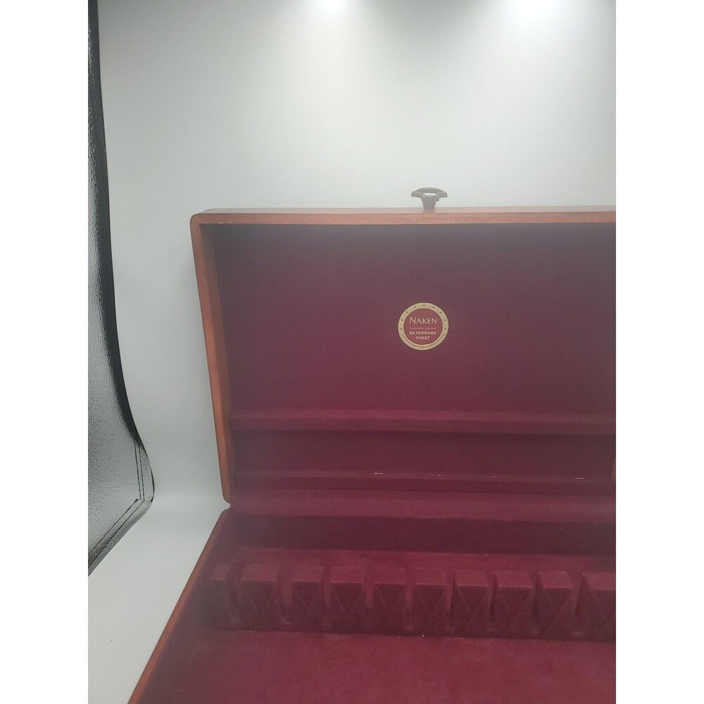 VTG Naken's Silverware Chest Tarnish Proof Pacific Red Cloth Case Box - Picture 8 of 16